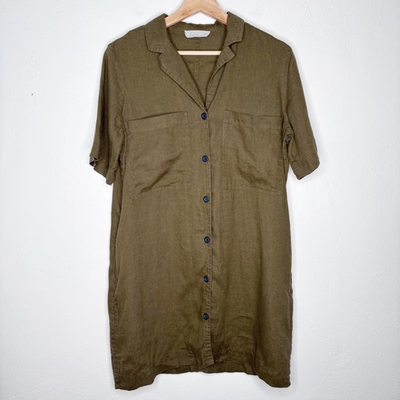 Everlane Linen Workwear Dress Green Size XS EUC - Picture 2 of 10